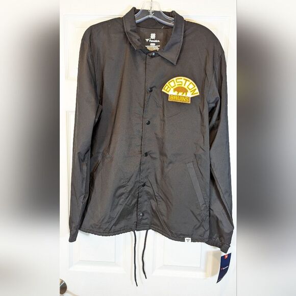 NWT NHL Boston Bruins Black Fanatics Branded True Varsity Coach Jacket Mens M - Picture 3 of 12